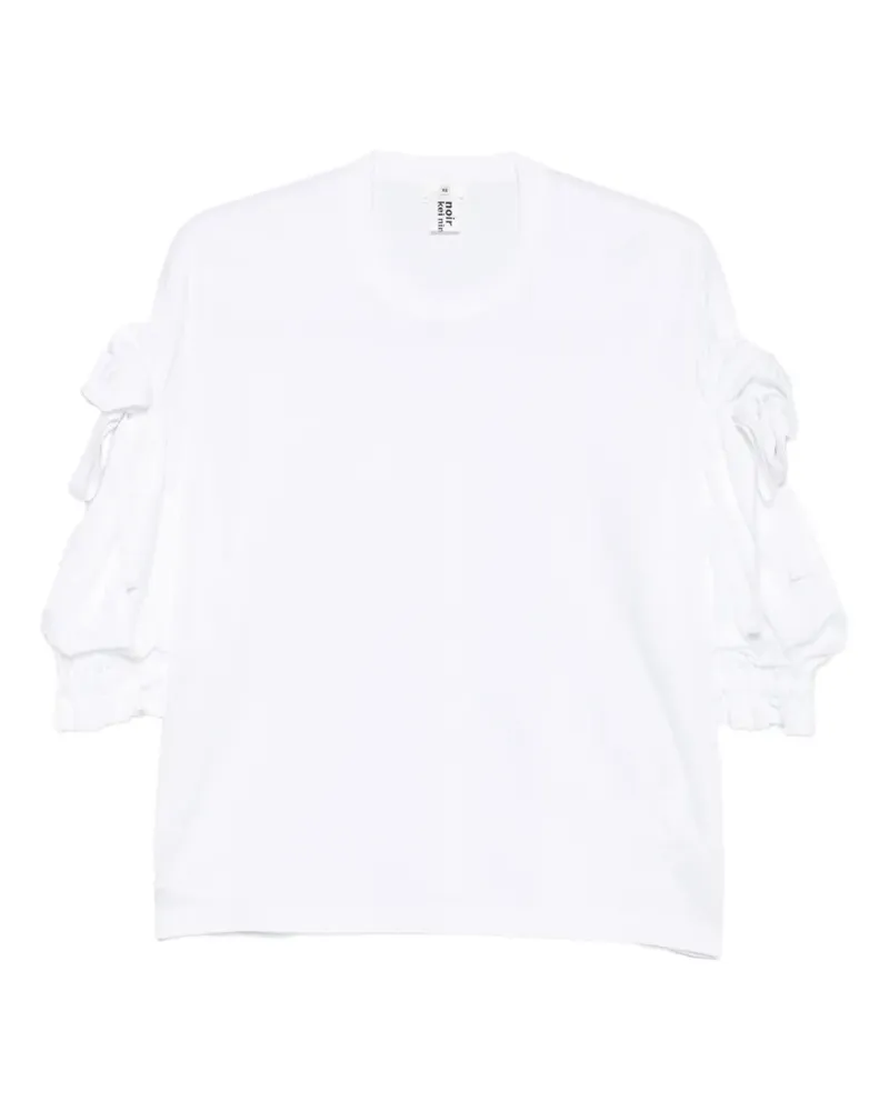 Noir Kei Ninomiya Gerüschtes T-Shirt mit Schleife - Weiß Weiß