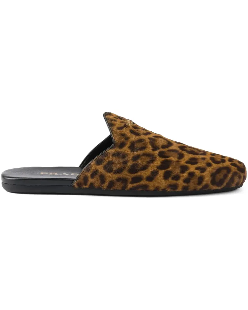 Prada Mules mit Leoparden-Print - Nude Nude
