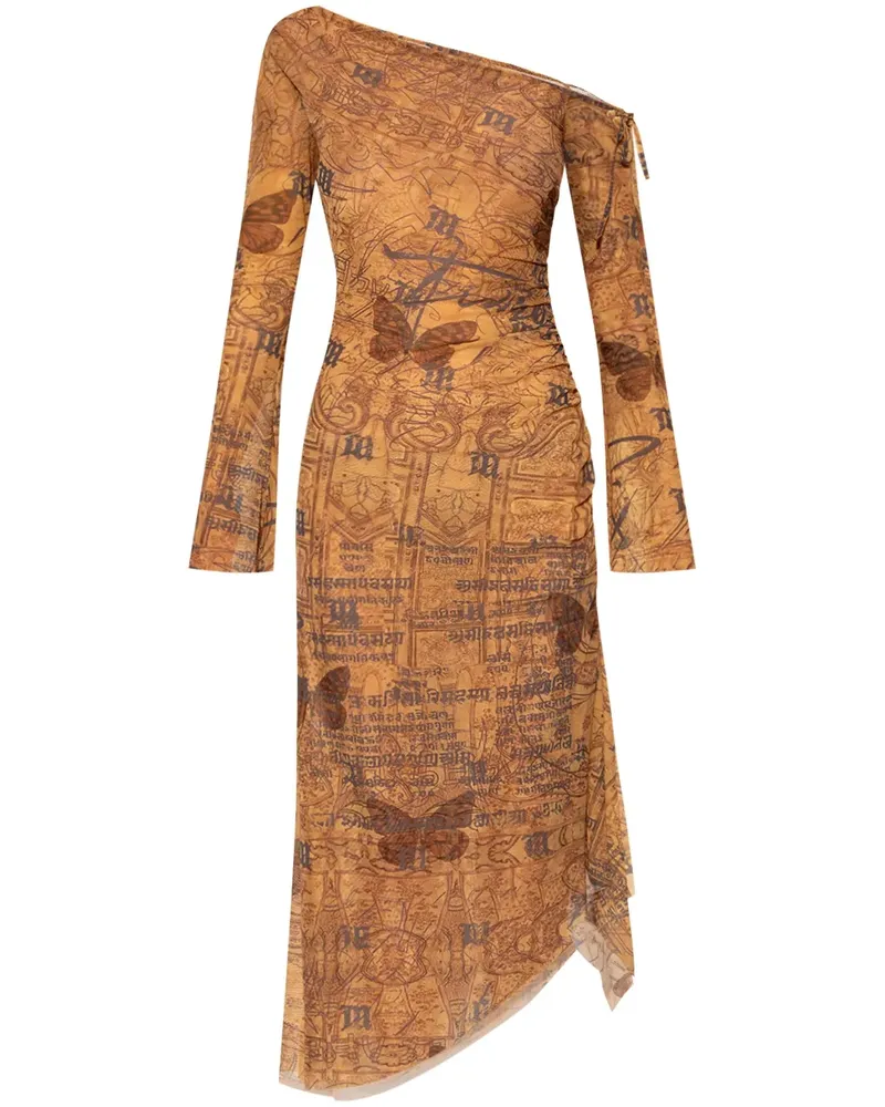 MISBHV Midikleid mit abstraktem Print - BROWN Brown