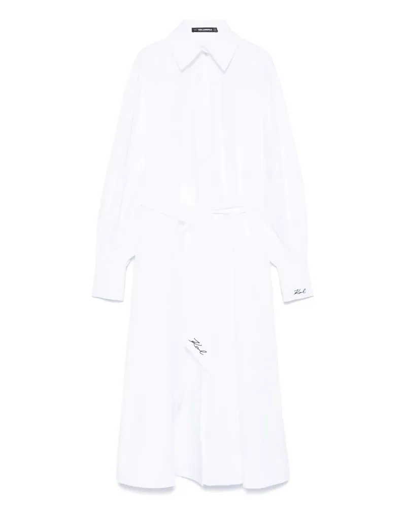 Karl Lagerfeld Midikleid aus Popeline - Weiß Weiß