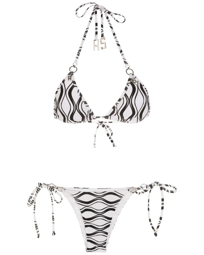 Amir Slama Triangel-Bikini mit Print - Weiß Weiß