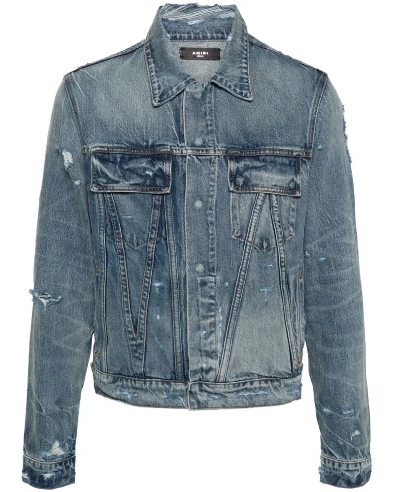 Amiri Jeansjacke im Distressed-Look - Blau Blau