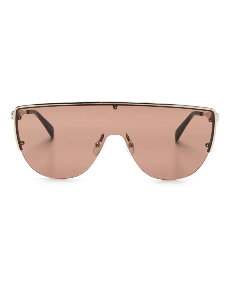 Alexander McQueen Sonnenbrille mit Shield-Gestell - Braun Braun