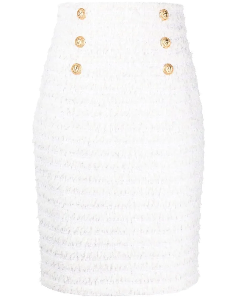 Balmain Doppelreihiger Bleistiftrock - Weiß Weiß