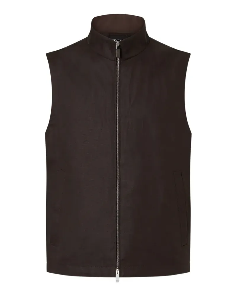 Ermenegildo Zegna Oasi Lino Weste mit Reißverschluss - Braun Braun