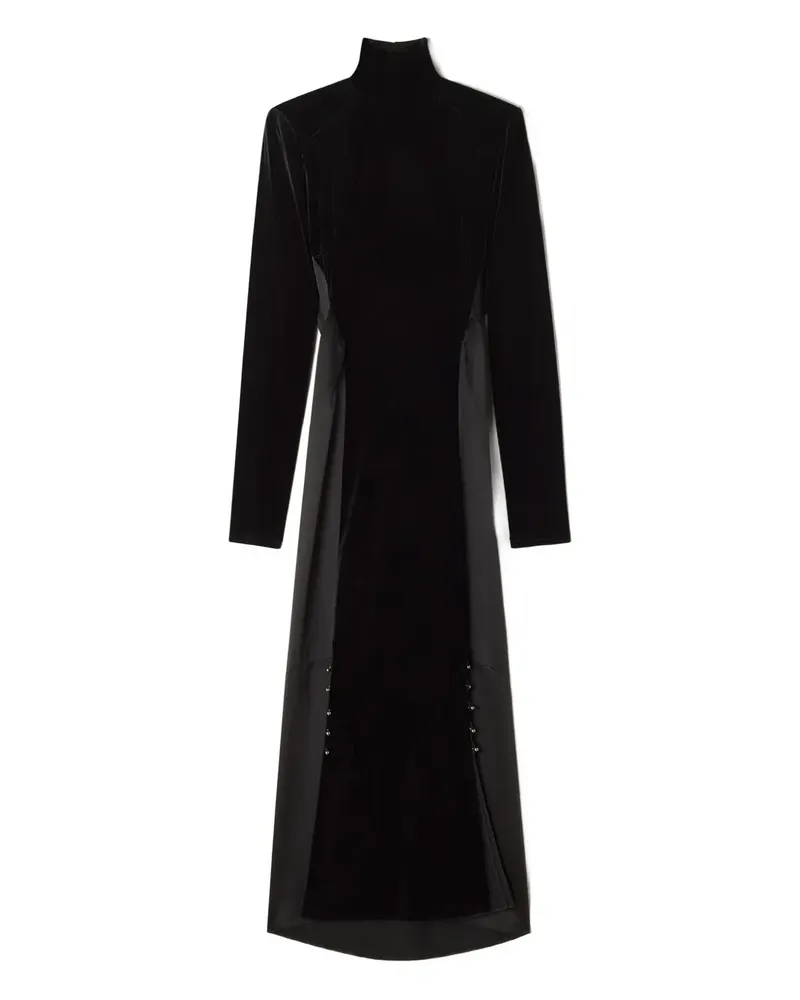 Lanvin Midikleid aus Samt mit Stehkragen - Schwarz Schwarz
