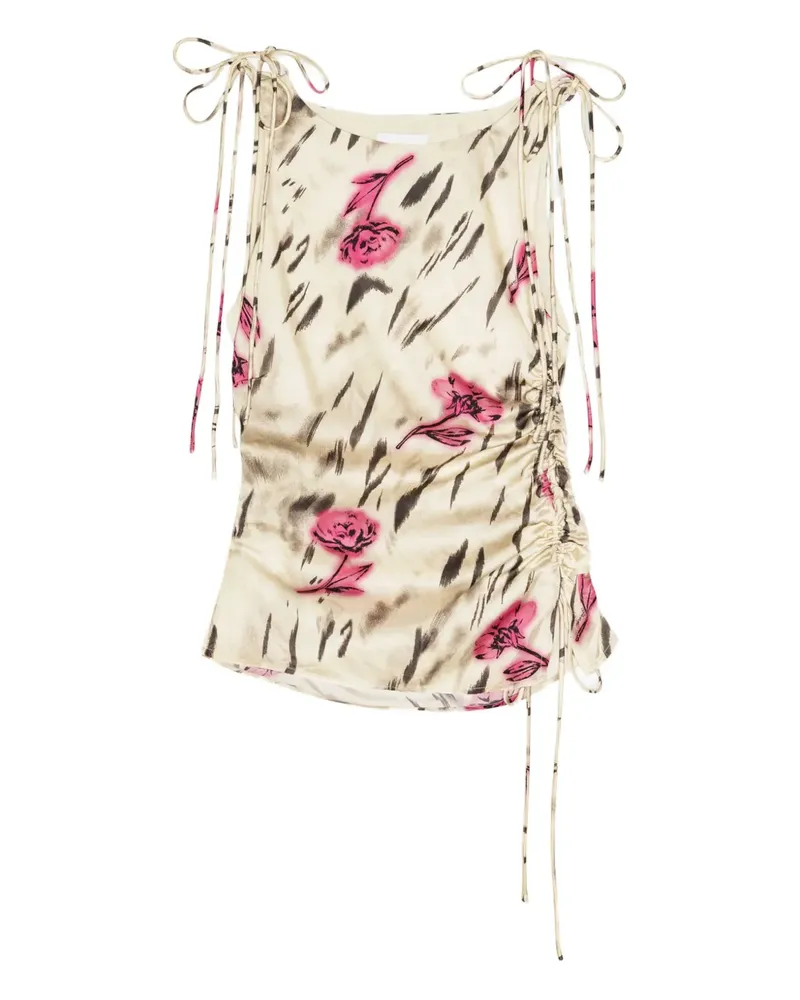 Ganni Bluse mit Blumen-Print - Nude Nude