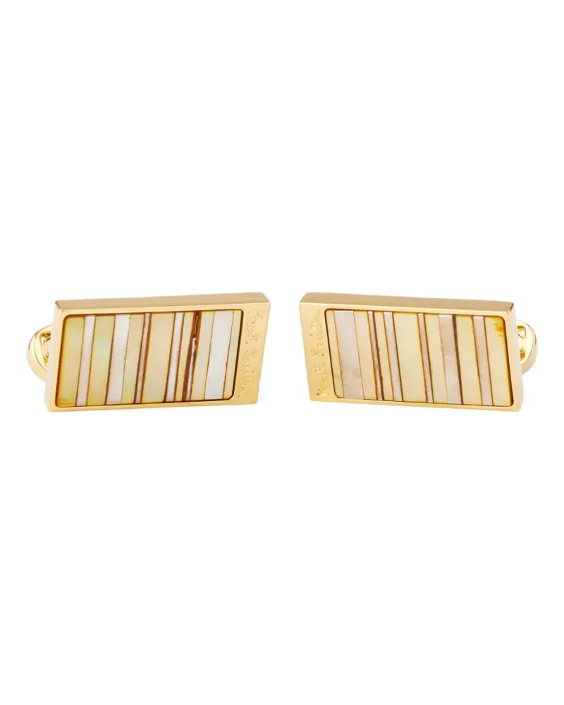 Paul Smith striped rectangular cufflinks - Gold Gold