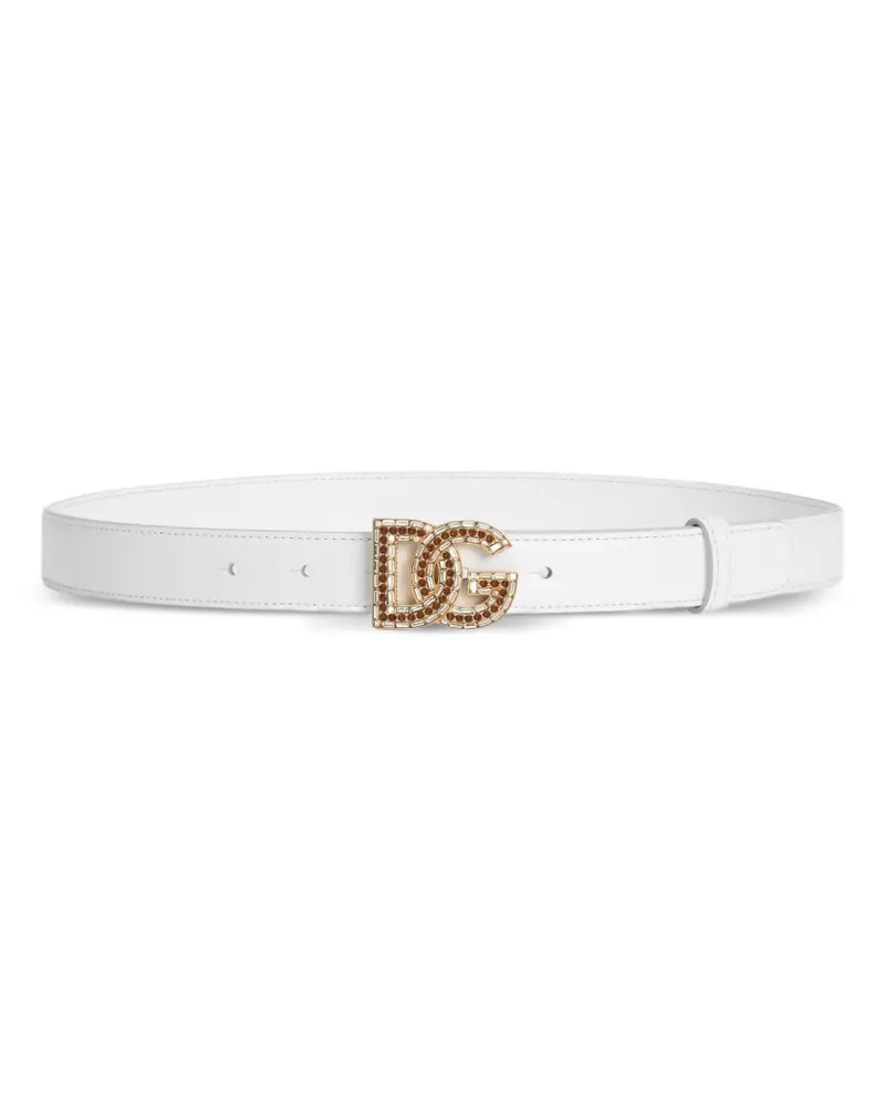 Dolce & Gabbana embellished-logo belt - Weiß Weiß