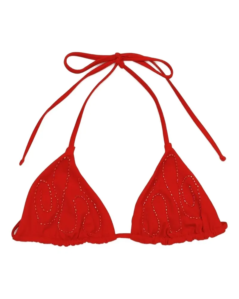 Paloma Wool bead-embellished triangle bikini top - Rot Rot