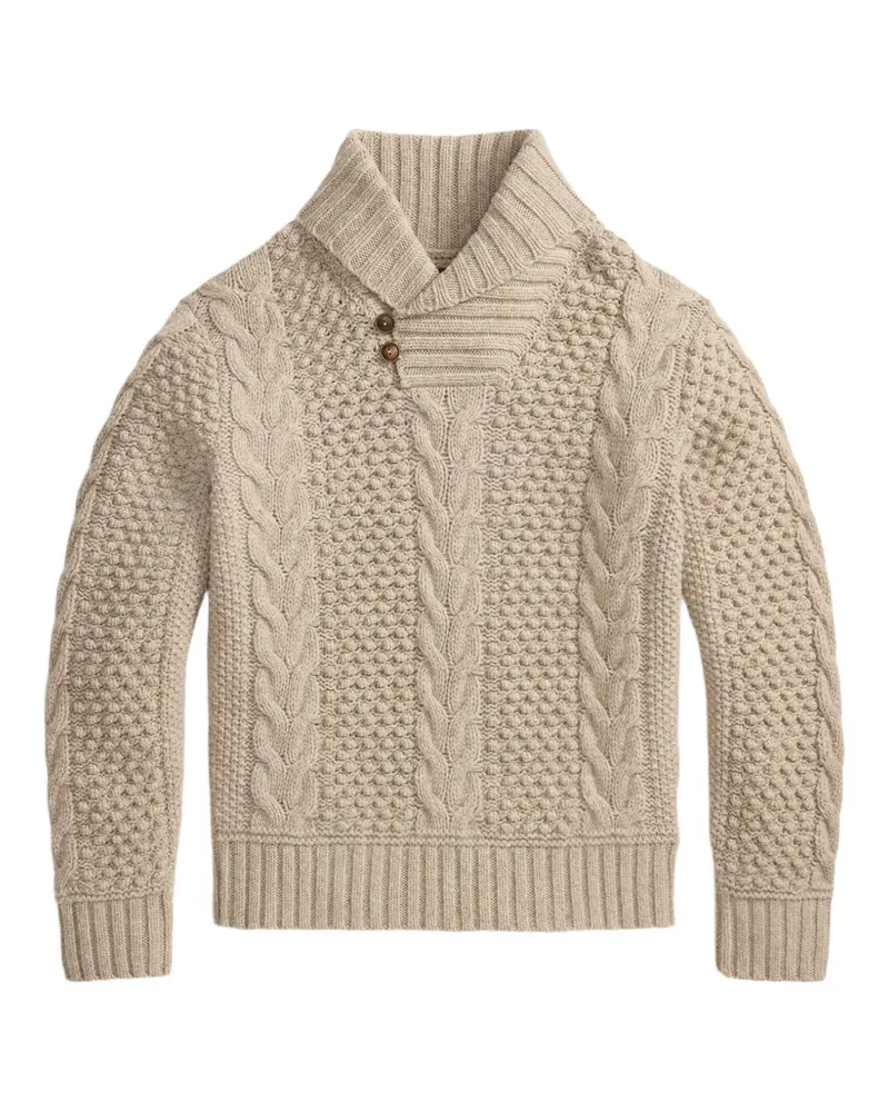 Ralph Lauren Schalkragen-Pullover mit Zopfmuster - Nude Nude