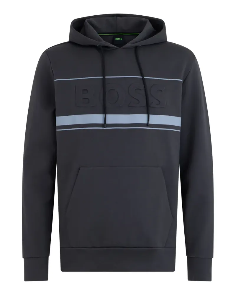 HUGO BOSS Streifen-Hoodie mit Logo-Prägung - Grau Grau