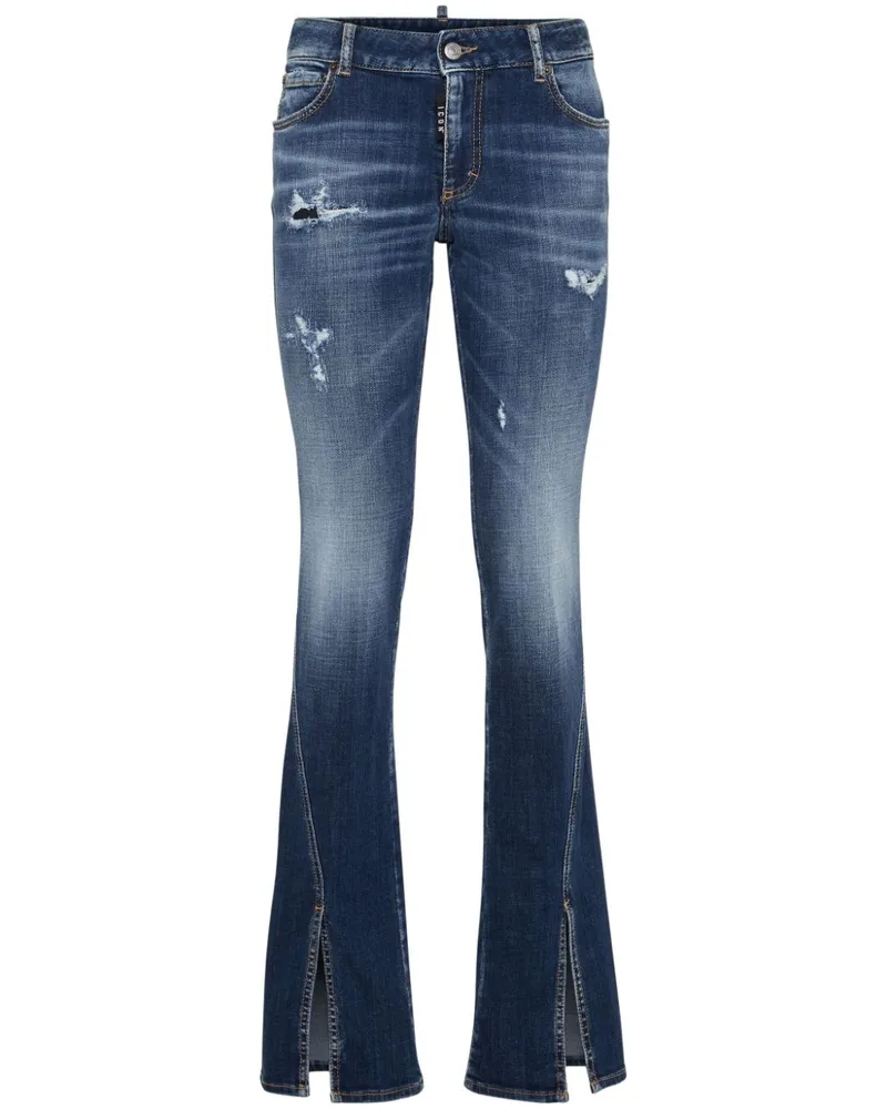 Dsquared2 Halbhohe Schlagjeans - Blau Blau