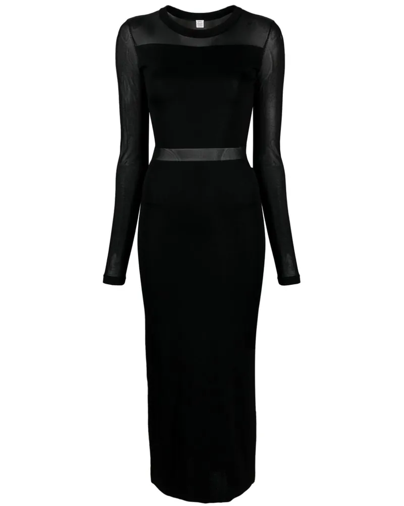 Totême Semi-transparentes Feinstrickkleid - Schwarz Schwarz