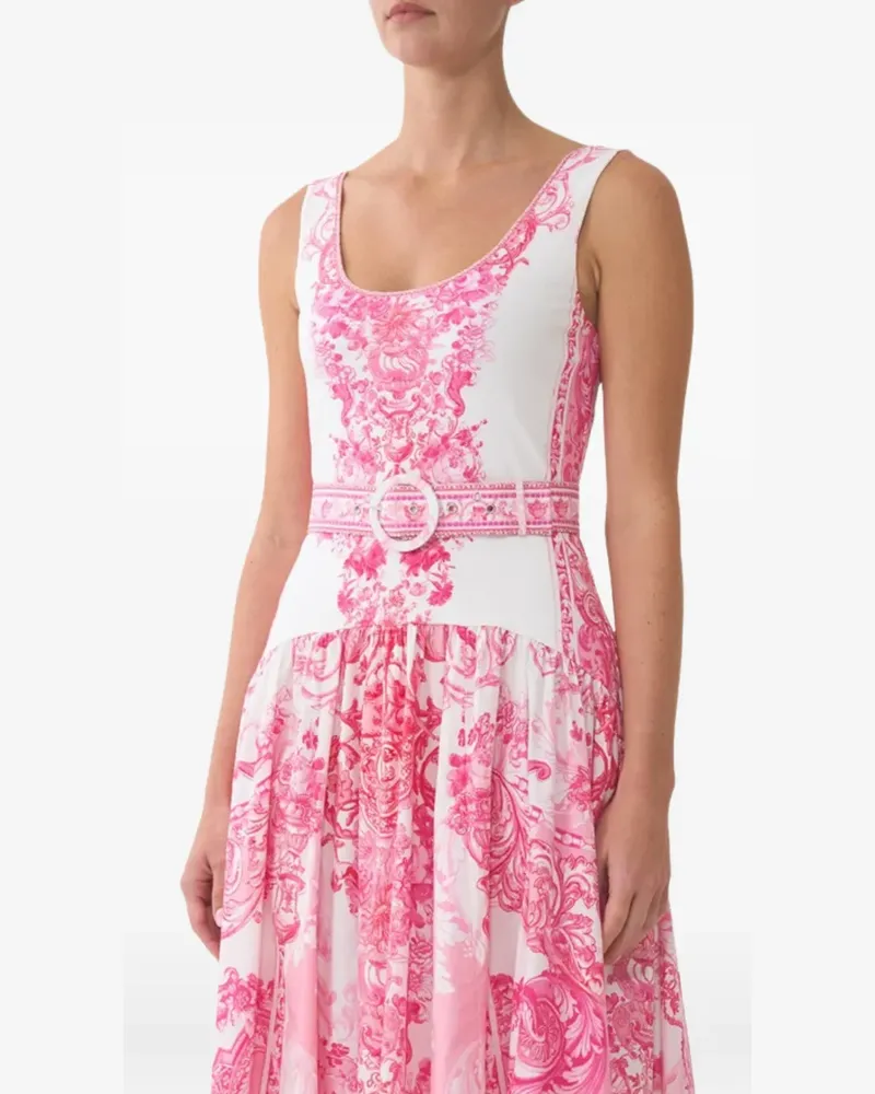 Camilla Midikleid mit Blumenprint - Weiß Weiß