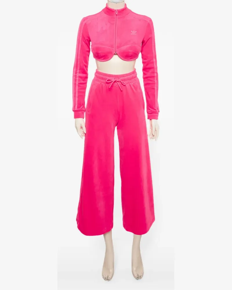 adidas x Jeremy Scott velvet-texture tracksuit - Rosa Rosa