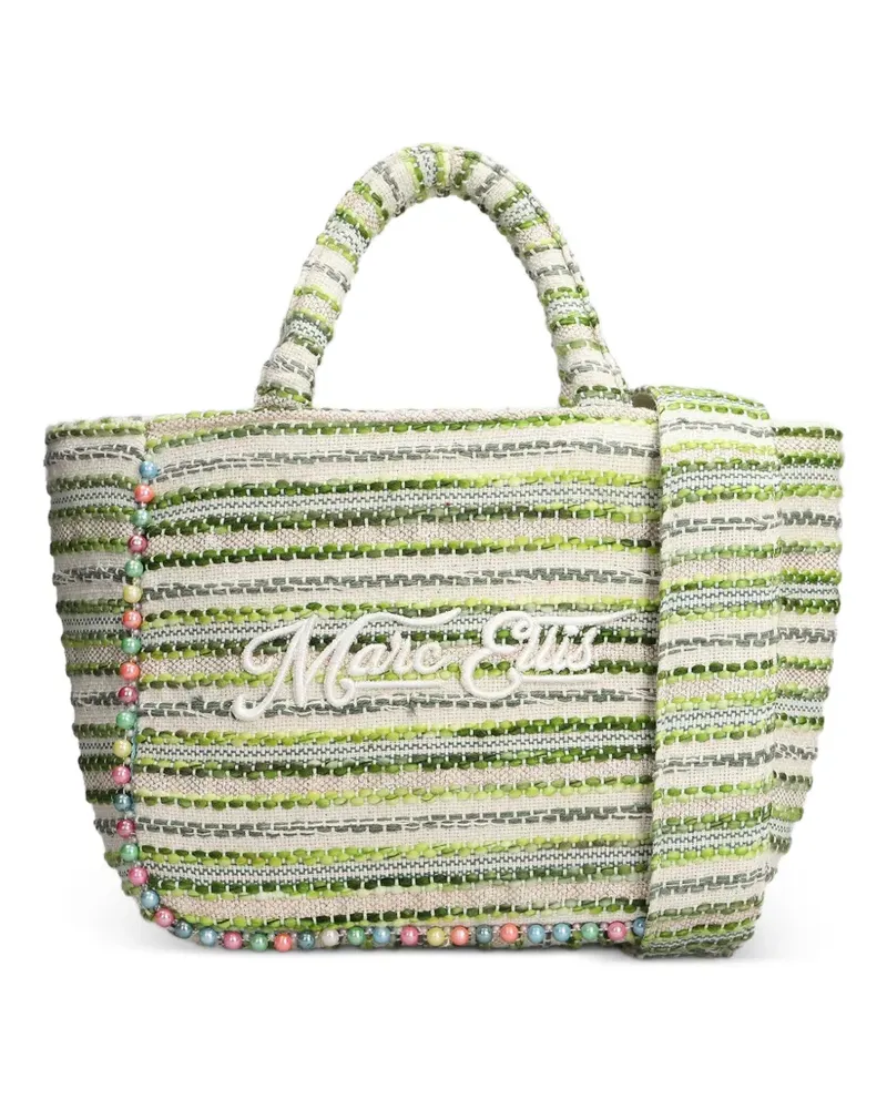 MARC ELLIS Gestreifter mittelgroße Buby Tote Bag mit Perlen - Grün Grün