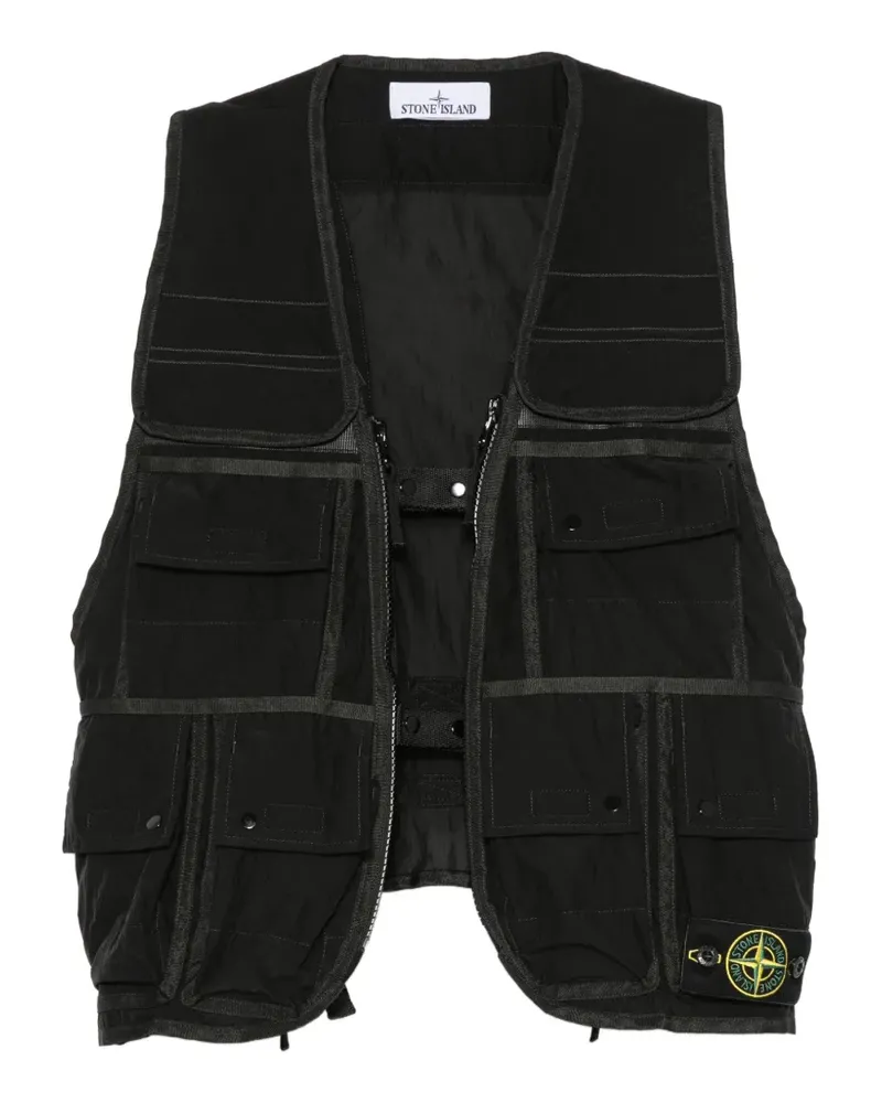Stone Island Weste mit Logo-Patch - Schwarz Schwarz