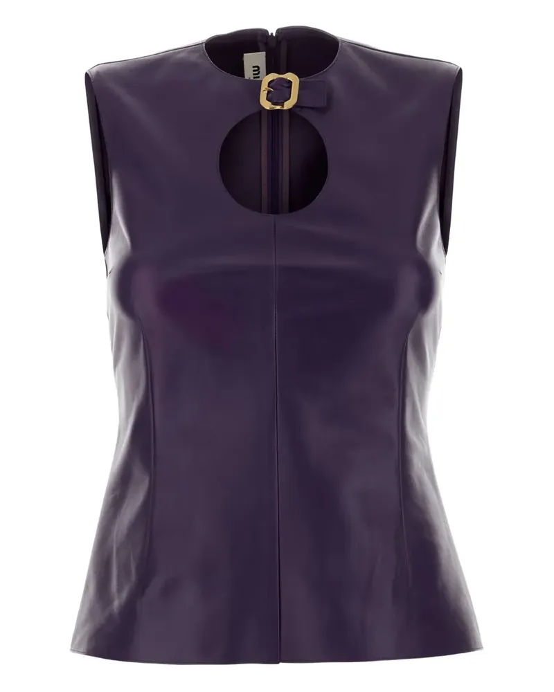 Miu Miu Lederoberteil mit Cut-Out - Violett Violett