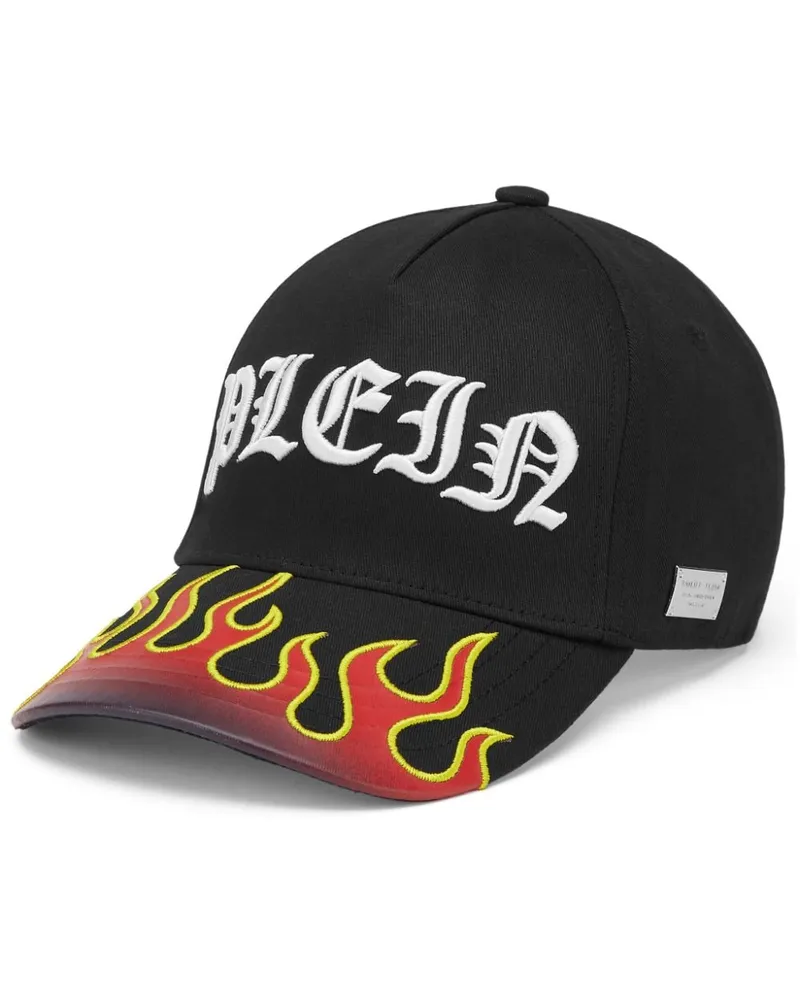 Philipp Plein Flame Baseballkappe mit Logo-Stickerei - Schwarz Schwarz