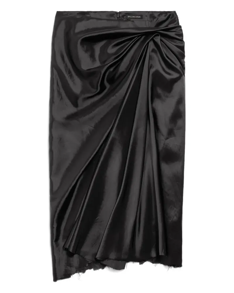 Balenciaga Drapierter Midirock mit ausgefransten Kanten - Schwarz Schwarz