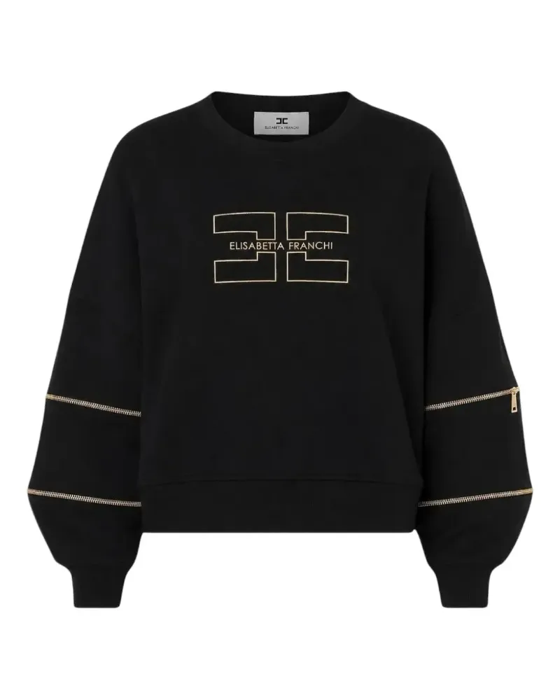 Elisabetta Franchi Sweatshirt mit Logo-Stickerei - Schwarz Schwarz