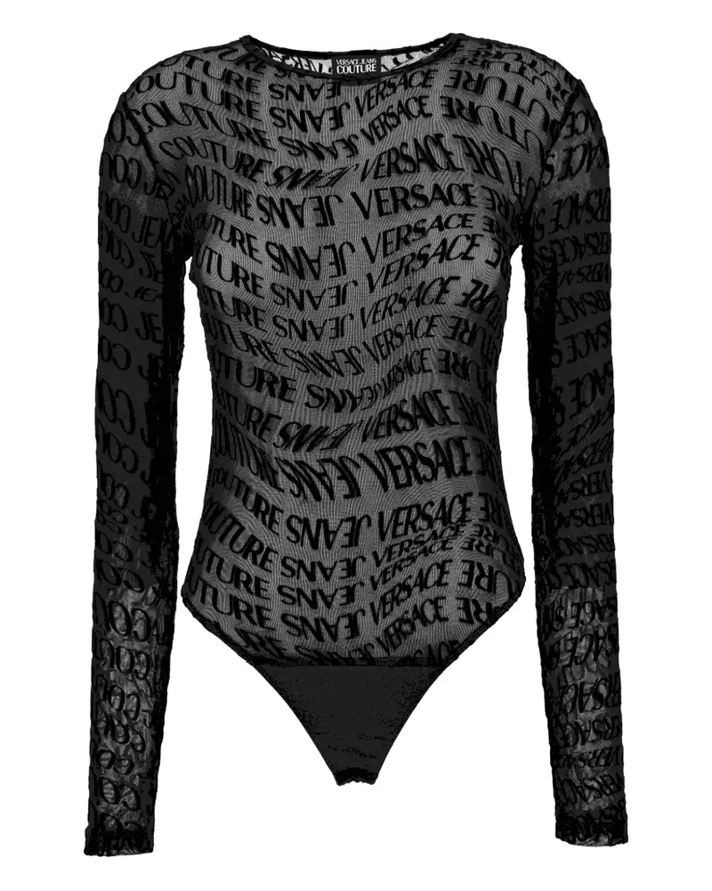 Versace Jeans Body aus Mesh mit Logo-Print - Schwarz Schwarz