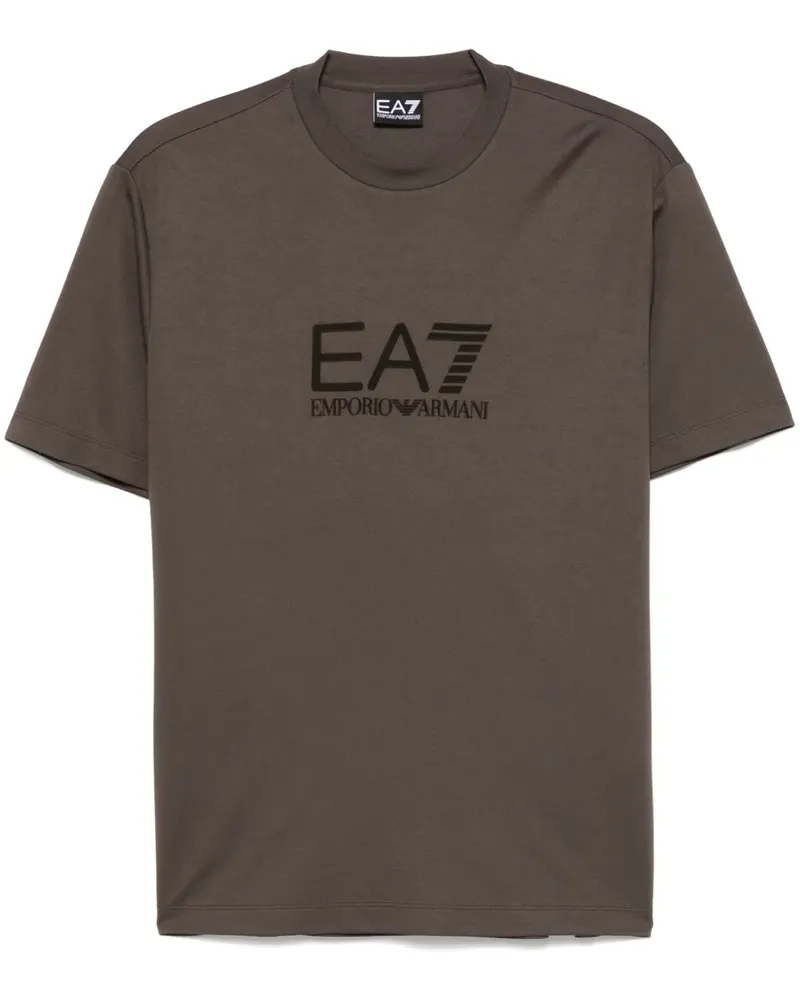 EA7 T-Shirt mit geflocktem Logo - Braun Braun
