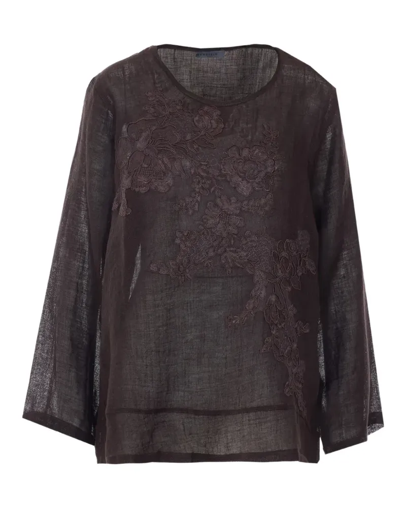 Maurizio Pecoraro floral-embroidery blouse - Braun Braun
