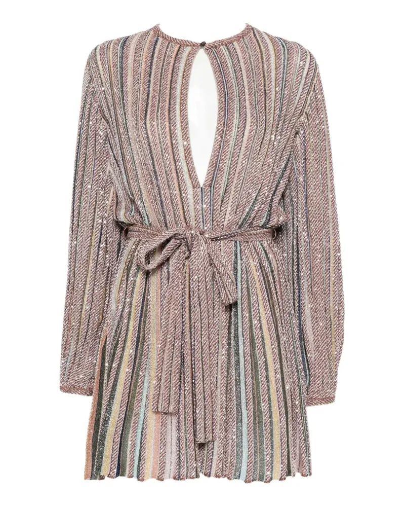 Missoni sequin-embellished striped mini dress - Nude Nude