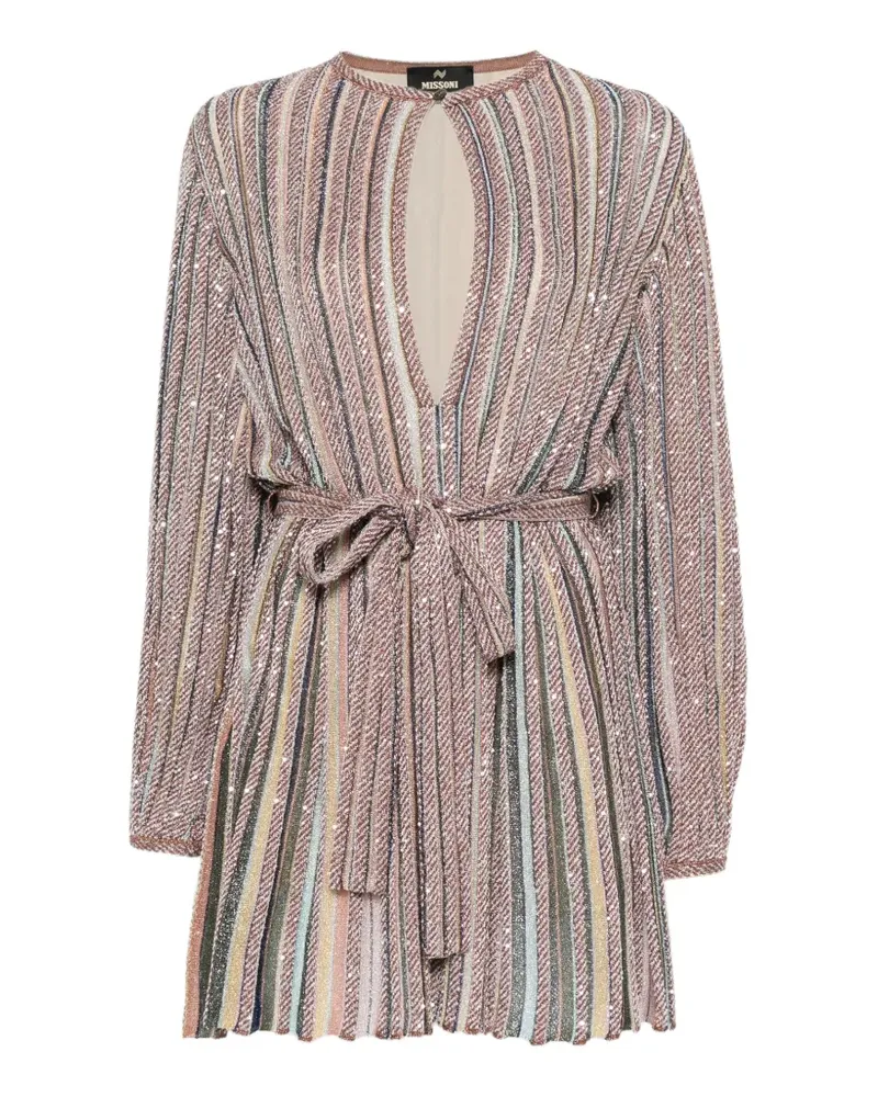 Missoni Gestreiftes Minikleid mit Pailletten - Nude Nude