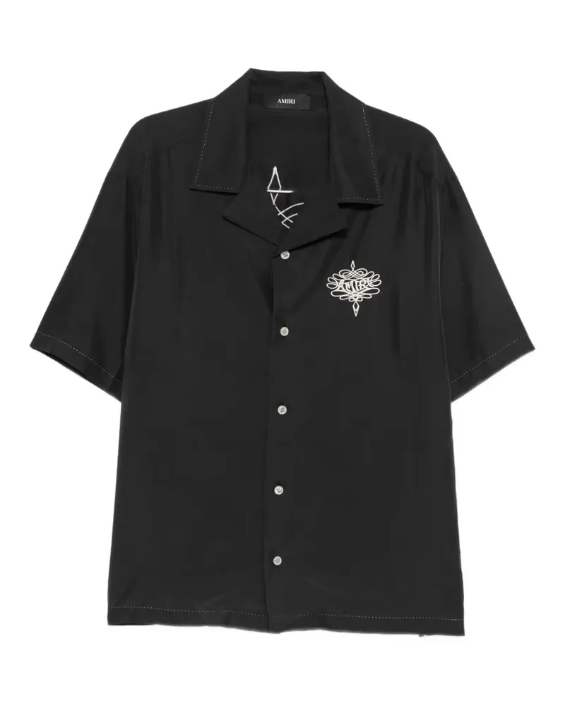 Amiri Kurzärmeliges Hemd mit Logo-Stickerei - Schwarz Schwarz