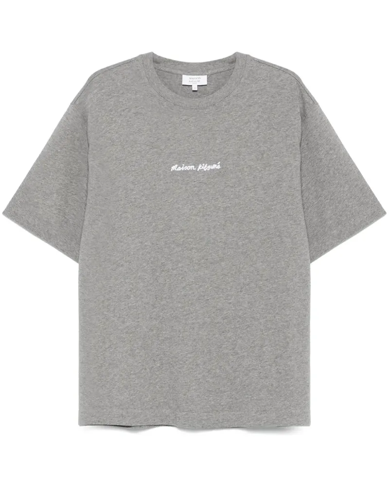 Kitsuné T-Shirt mit Logo-Stickerei - Grau Grau