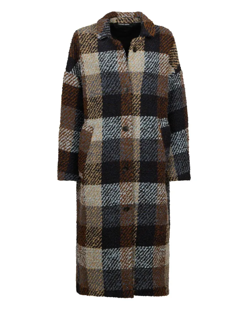 Hannes Roether check-pattern buttoned coat - Braun Braun