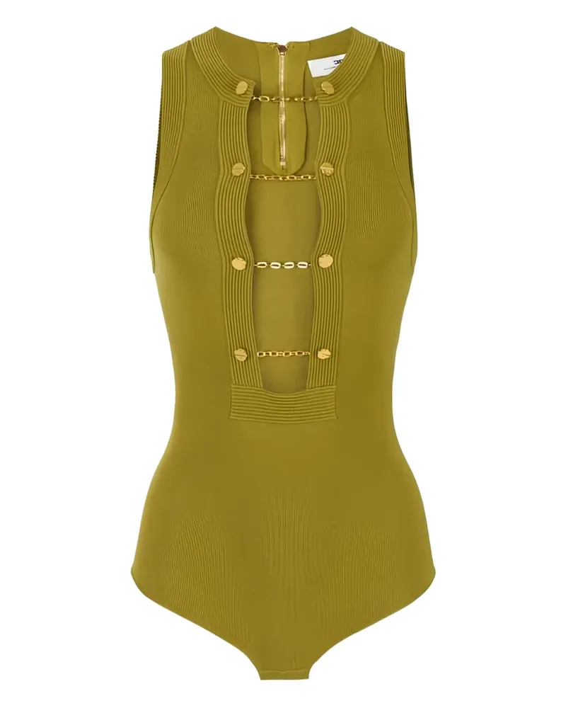 Elisabetta Franchi Gestrickter Body mit Kettendetail - Grün Grün