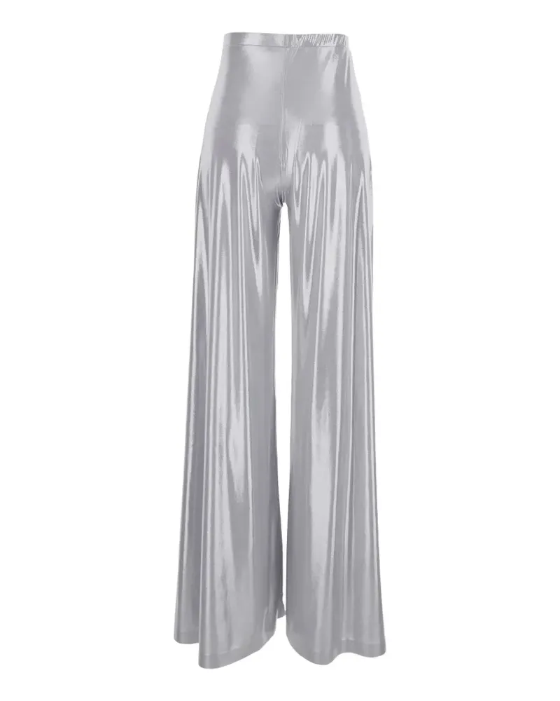 Norma Kamali Bias metallic-finish trousers - Silber Silber