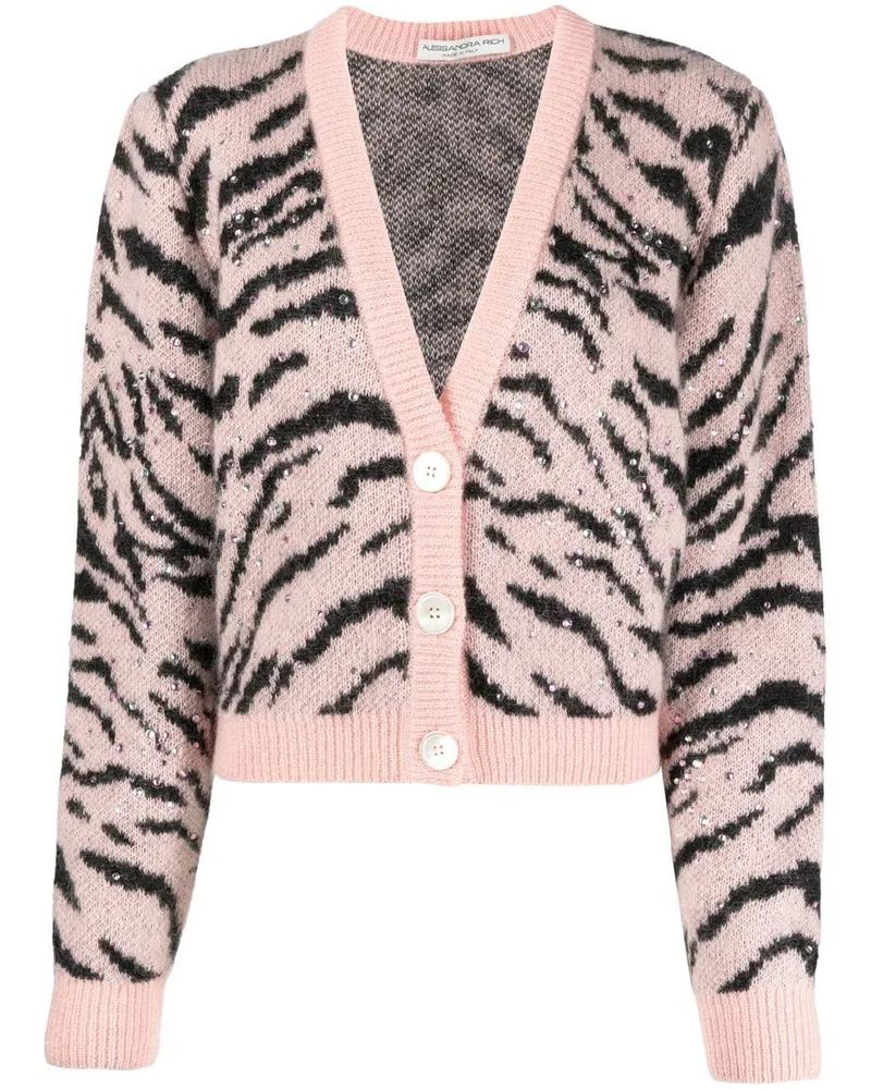Alessandra Rich Cardigan mit Animal-Print - Rosa Rosa