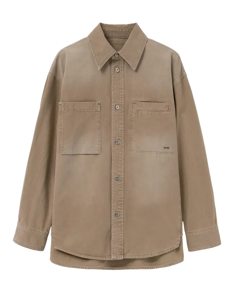 Wooyoungmi logo-print patch-pocket shirt - Braun Braun