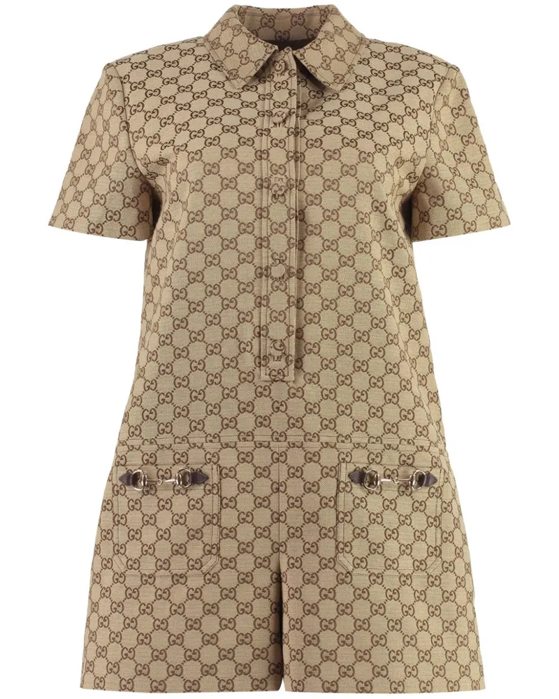 Gucci GG Supreme Canvas-Jumpsuit - Nude Nude