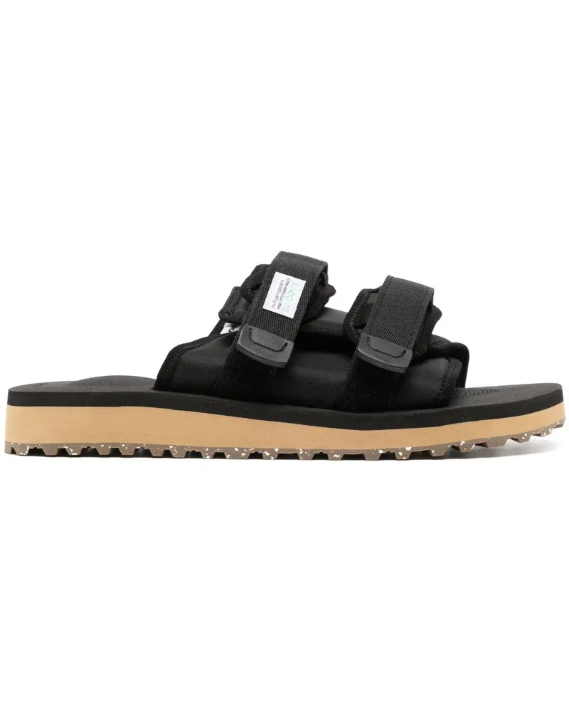 SUICOKE Moto Pantoletten mit Logo-Patch - Schwarz Schwarz