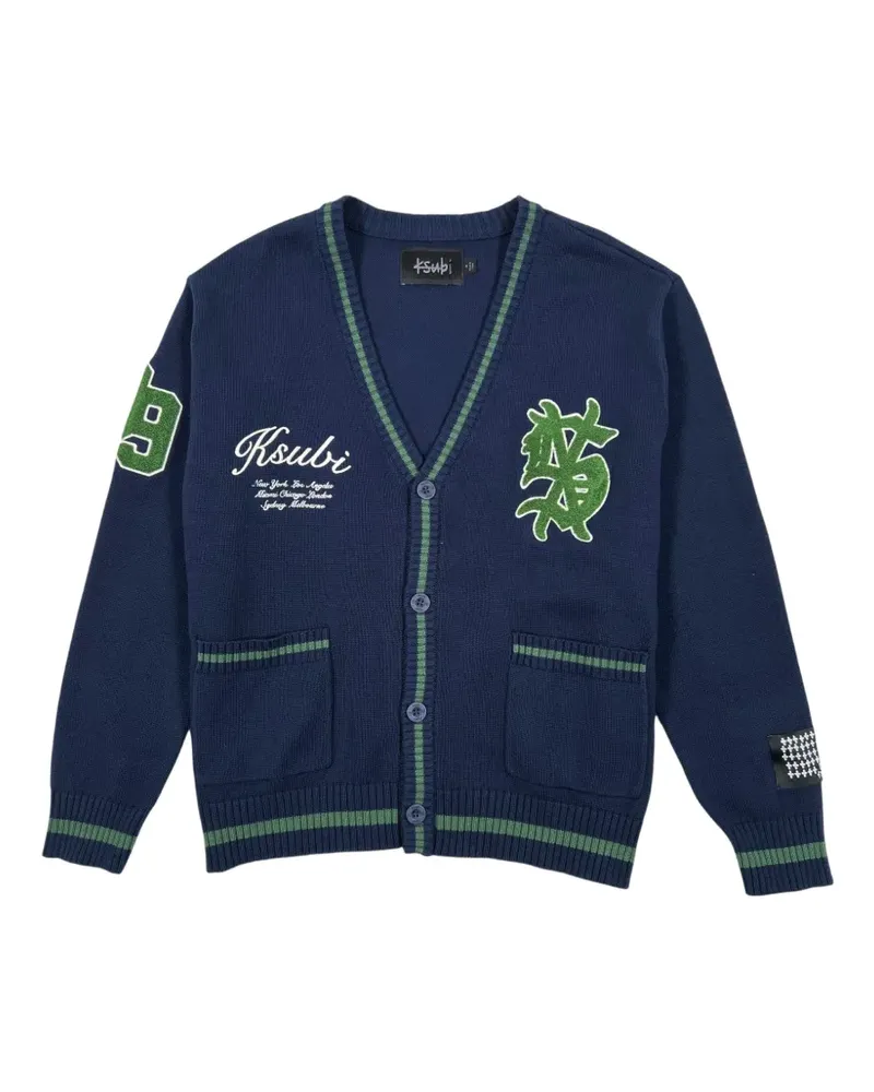 ksubi embroidered patch knit cardigan - Blau Blau