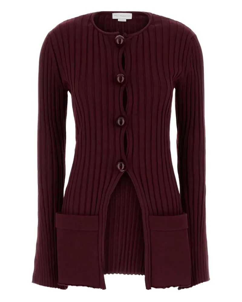 Stella McCartney Gerippter Cardigan mit rundem Ausschnitt - Rot Rot