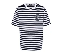 Gestreiftes T-Shirt mit Medusa-Stickerei - Blau