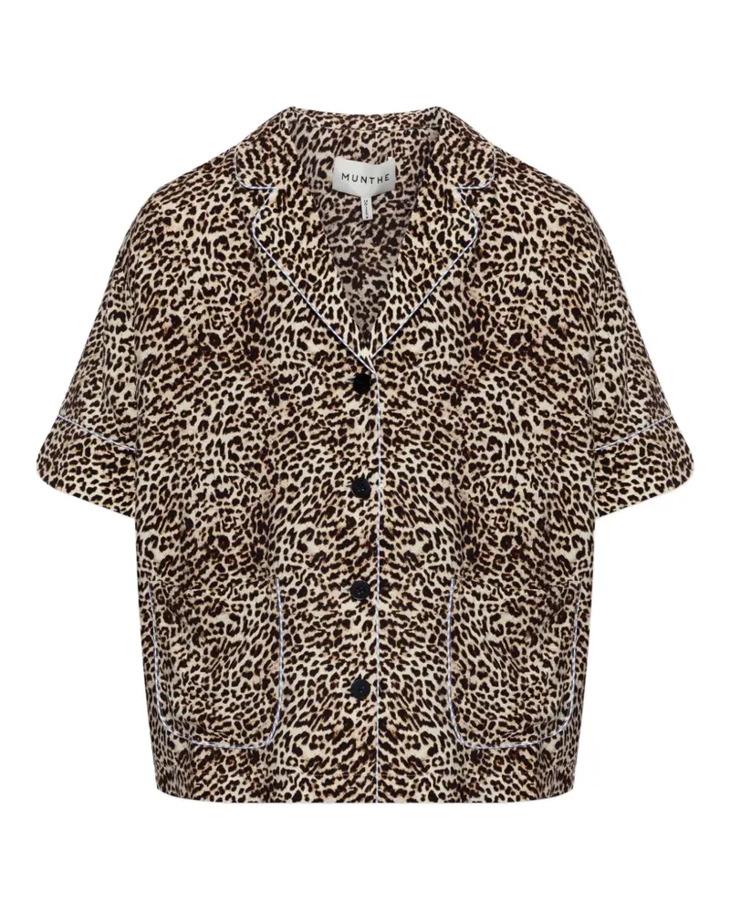 MUNTHE Ushi leopard-print contrast-piping shirt - Nude Nude