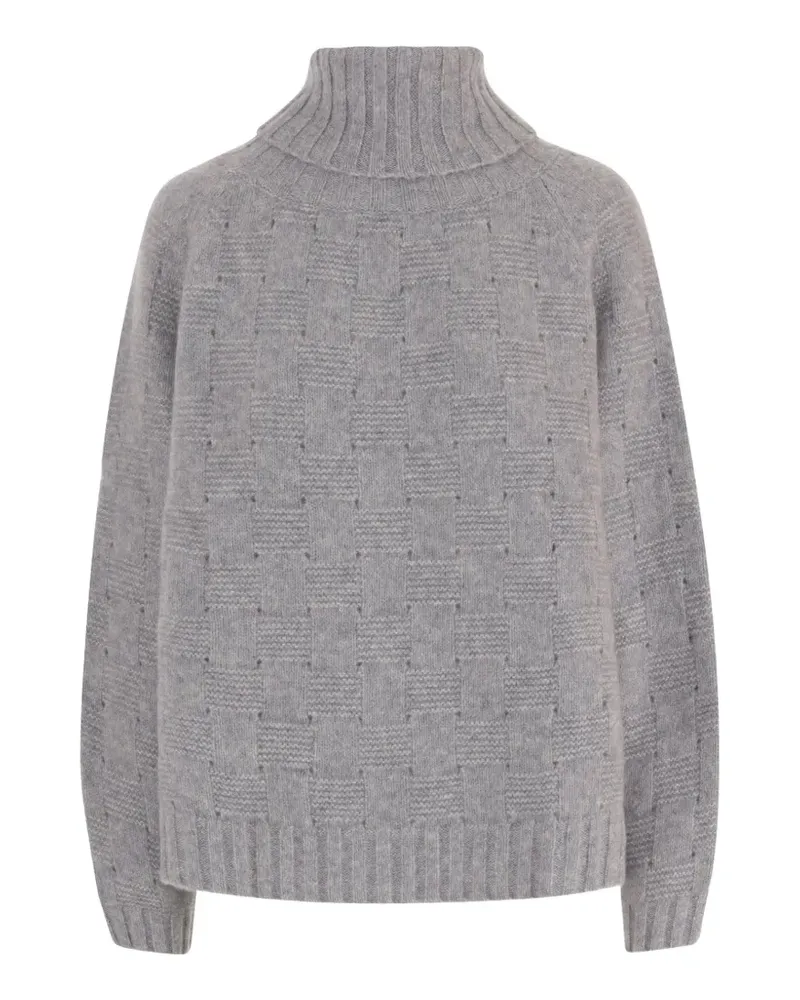 ALLUDE Rollkragenpullover mit Korbgeflecht - Grau Grau