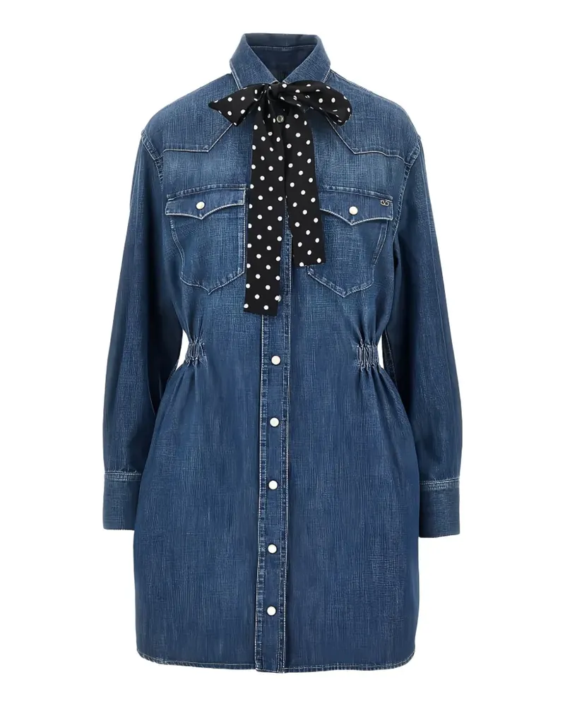 Valentino Garavani pussy-bow denim mini dress - Blau Blau
