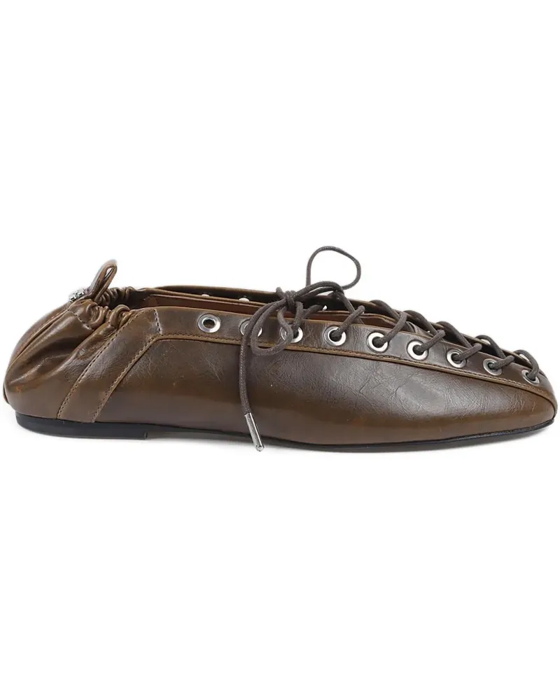 Ganni eyelets lace-up ballet flats - Grün Grün