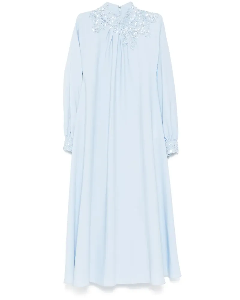 Saiid Kobeisy Kreppkleid mit Stickerei - Blau Blau