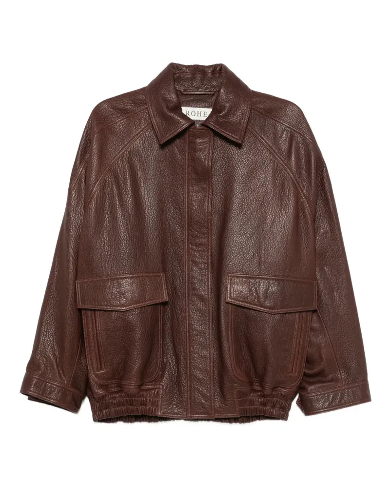 Róhe Lederjacke mit Reißverschluss - Braun Braun