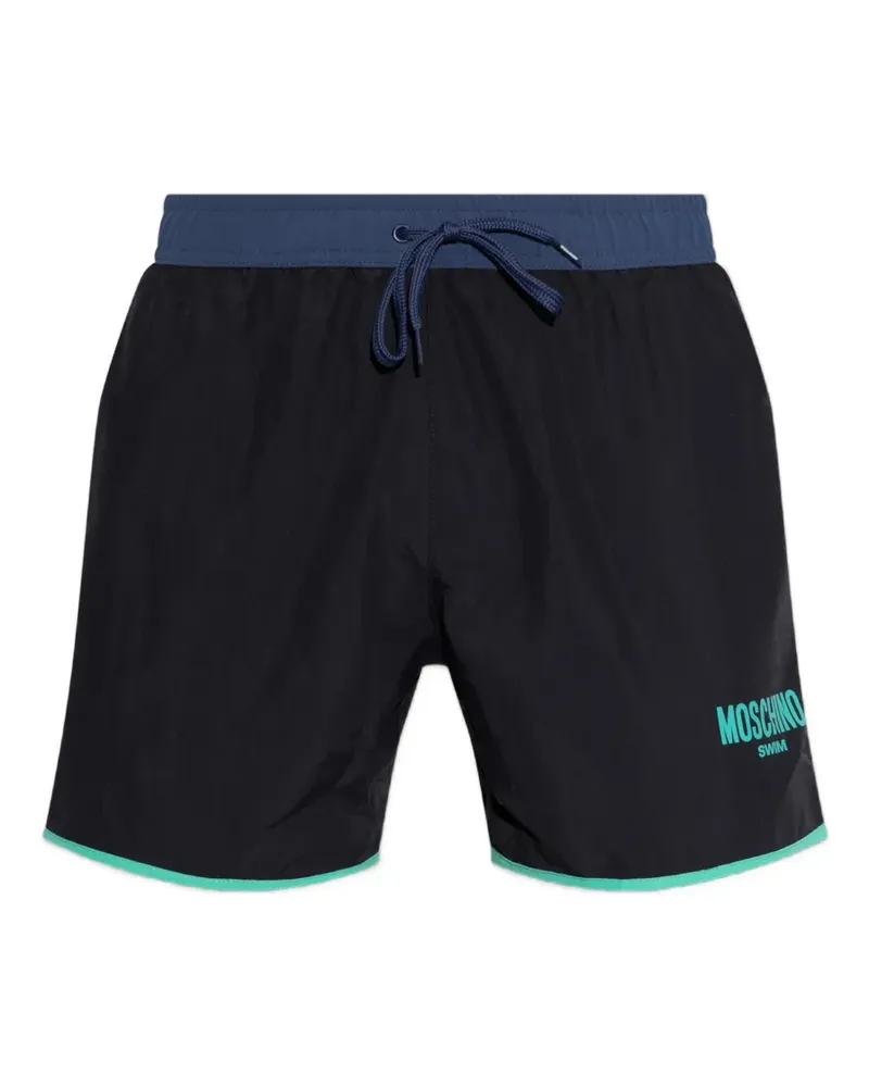 Moschino logo-print contrast-trim swim shorts - Schwarz Schwarz